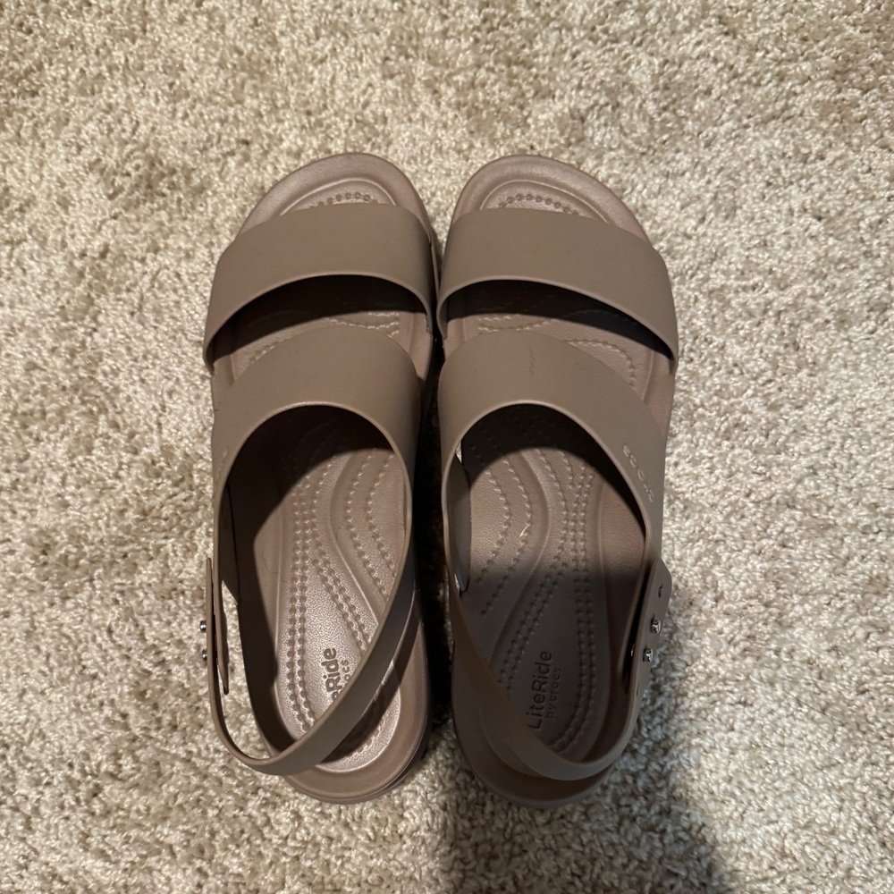 Crocs Women's Tan Platform Sandals - Picture 2 of 3